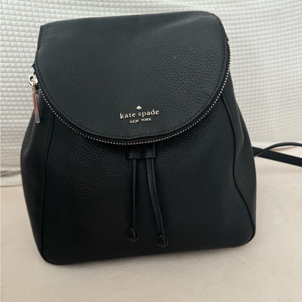 Kate Spade black leather backpack